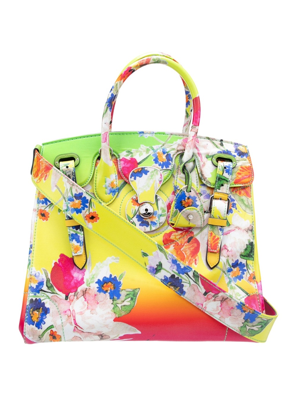 Ralph Lauren collection Floral Leather-Trimmed Tote